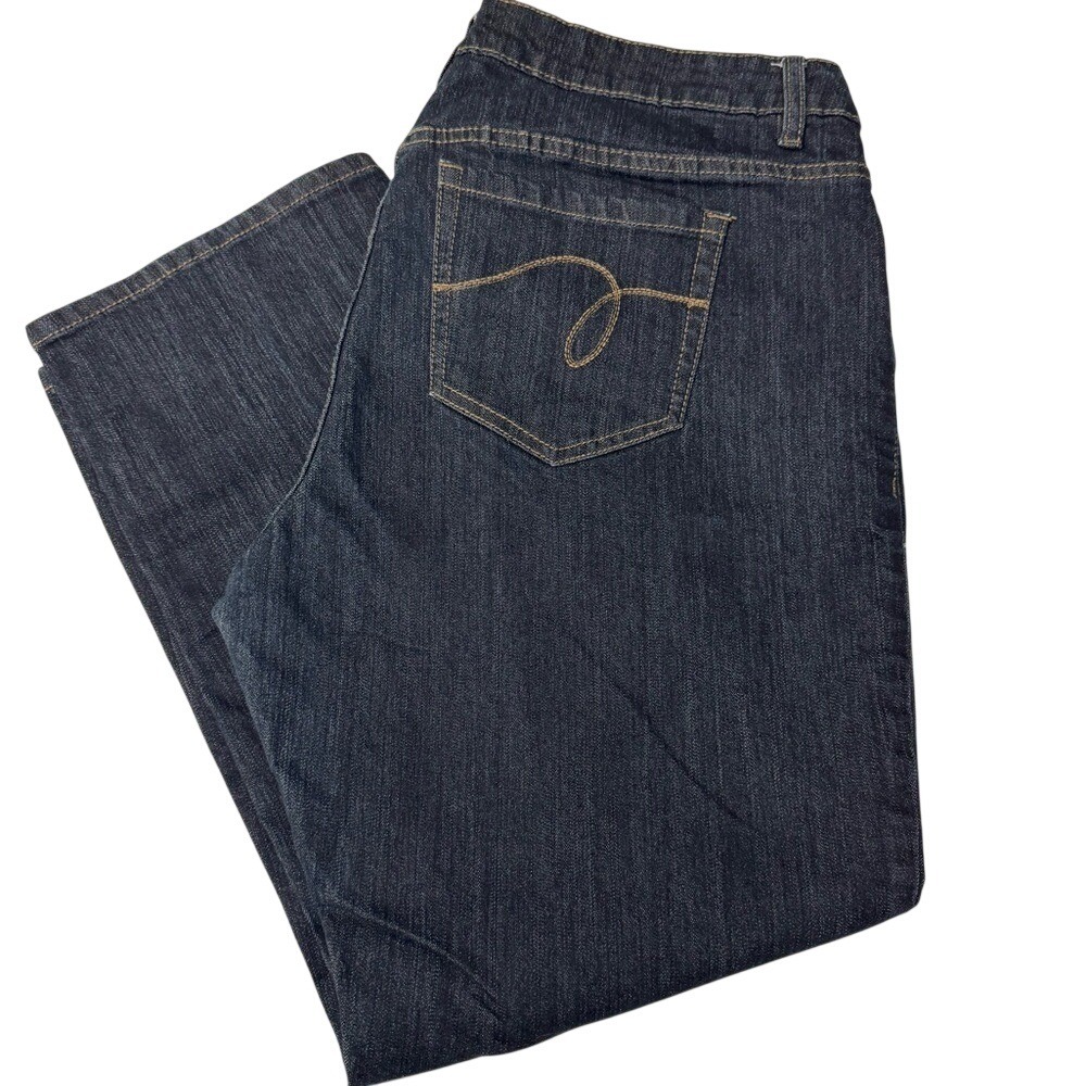 Avenue Denim Women's‎ Straight Leg Petite Jeans Dark Wash Size 18P